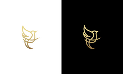 simple line style bird logo design vector