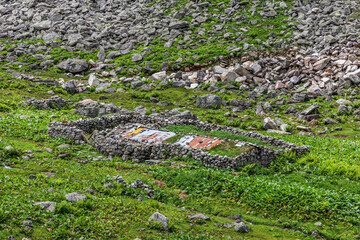 Houses used by animal breeders in the summer months in Rize, Altiparmak Mountains...