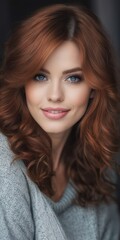 Naklejka premium Attractive woman. Beautiful woman, portrait close up. Gorgeous woman with blue eyes, perfect skin, and plump lips. Beauty face. Fashion portrait of woman