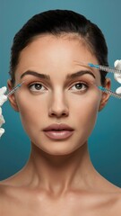 A young womans face after receiving a Botox injection therapy for youth and beauty