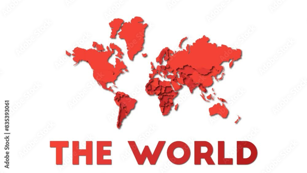 Poster the world map showing regions. animated world map with title. 4k resolution animation.