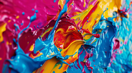 Vibrant splashes of colorful paint