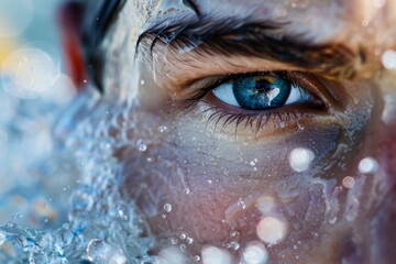Intense Focus and Determination of a Rower in Action with Sweat and Water Droplets - Perfect for Inspirational and Sports Photography