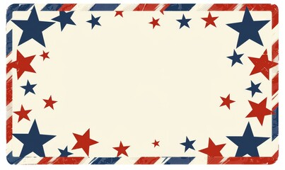 A rectangular frame with stars and stripes in the corners giving it an American flag theme The white background is perfect for adding text Generative AI