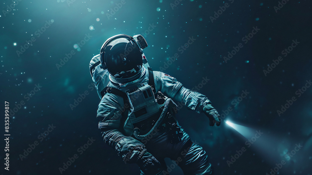 Poster serene image of an astronaut drifting amidst the starry expanse of outer space
