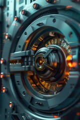 A close-up of a machine with a clock on its face, suitable for use in technical or industrial settings