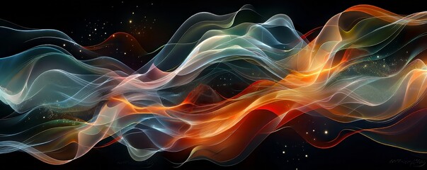 Fototapeta premium Abstract Wavy Lines on Black Background