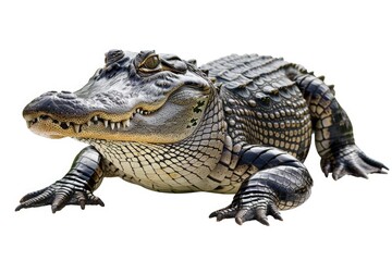 Obraz premium A close-up image of a toy alligator on a white background