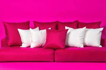 Throw Pillows Arranged on Couch in Studio Setting