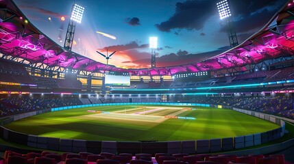 cricket stadium with a dedicated fan zone equipped with virtual reality cricket games