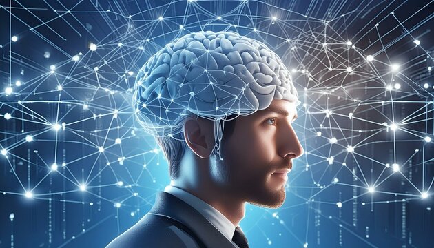 AI Brain Network Illustration resembling the human brain or neural network