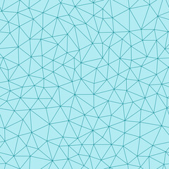 Geometric template background. Cyan color. Small triangles size. Thin lines weight. Repeatable pattern. Seamless tileable vector illustration.