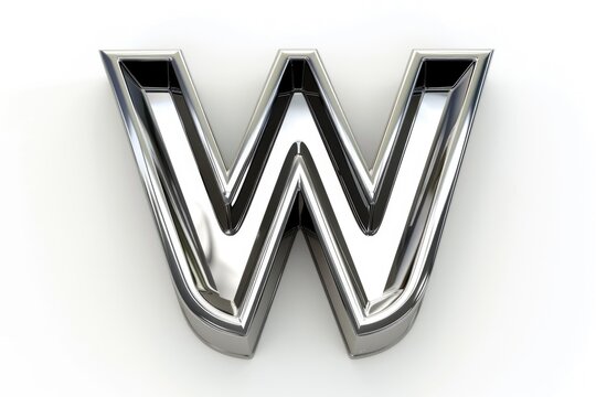 A single chrome letter W on a white background, useful for various design and creative projects