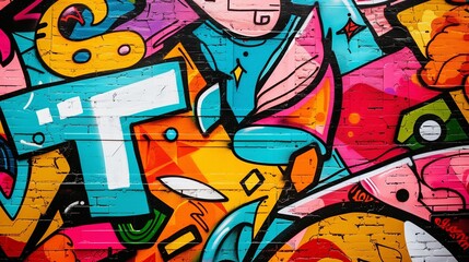 Background texture of vibrant graffiti art