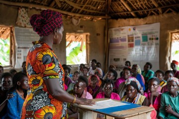 Family Planning Workshop Conducted by Healthcare Worker in Rural Community Center for Reproductive Health Education