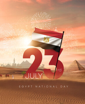 Egypt National Day Design with Egypt flag. Illustration. Happy National Day Egypt