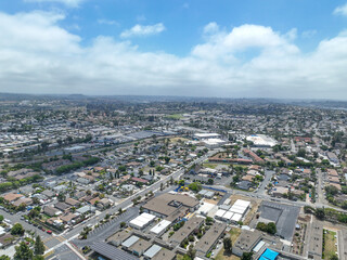 Fototapeta premium Aerial view of houses and communities in Vista, Carlsbad in North County of San Diego, California. USA.