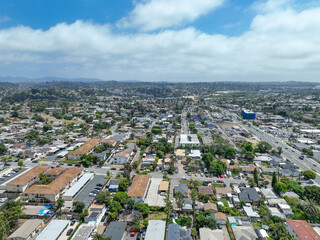 Aerial view of houses and communities in Vista, Carlsbad in North County of San Diego, California. USA.