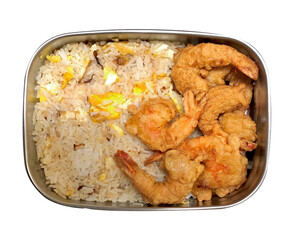 Fried rice with prawn tempura lunch box