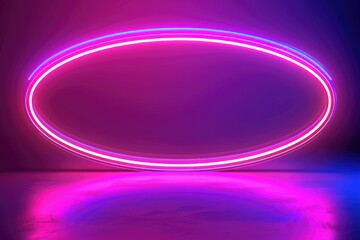 A pink neon ring lit up in a dark room, ideal for use in nightlife or party scenes