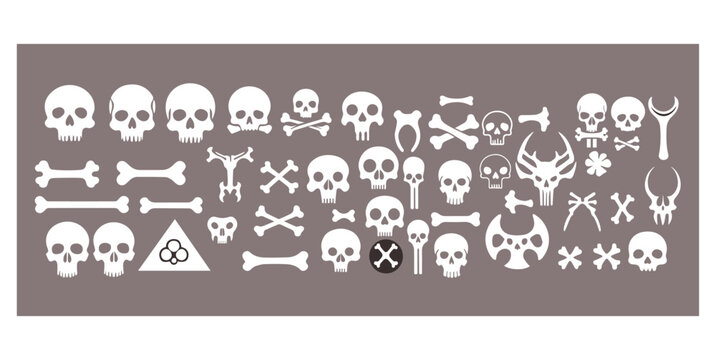 set of bones, bone vectors, bone style shapes, bones association vector illustrations/shapes