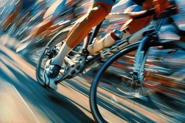 Cyclist in Action During Olympic Race Focusing on Muscle Strength and Bike Components for Sports Photography