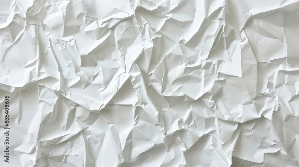Aufkleber crumpled white paper texture background with abstract shape and text space