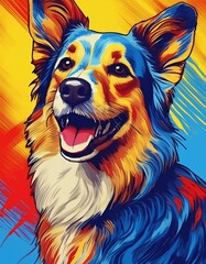 Naklejka premium illustration of a happy dog with bright colours