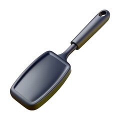 The black plastic spatula blends ingredients smoothly Plastic spatula.  Modern 3D render of a plastic kitchen utensil.  Durable black chef's tool for cooking Plastic spatula.