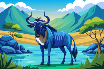 buffalo animal vector illustration