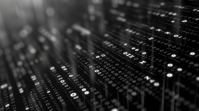 white binary matrix code numbers on black background, for overlay and screen layer modes