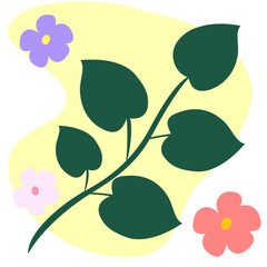 Colorful and bright summer silhouette Abstract pattern with leaves and flowers on the background of a vector of flowers in a modern style.