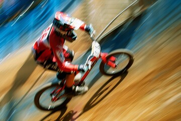 BMX Cyclist in Motion Blur at Olympic Games - Perfect for Sports and Action Photography Design