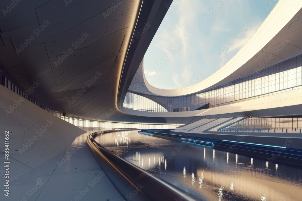 Aufkleber modern olympic velodrome architecture design render showcasing sleek and futuristic elements