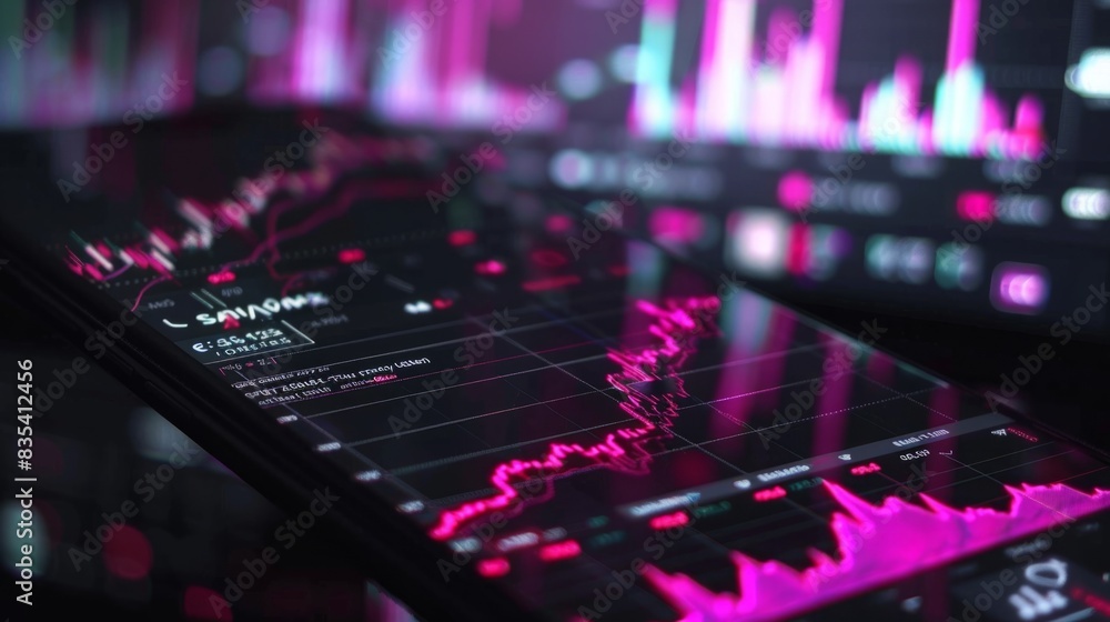 Poster a close-up view of a cell phone screen displaying a vibrant pink color, highlighting the devices det