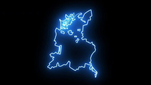 map of Berea in Kentucky with a blue glowing neon effect