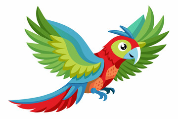 flying psittacine bird vector illustration