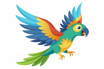 flying psittacine bird vector illustration