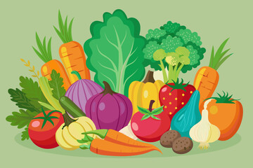 vegetables fruit vector illustration