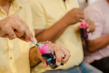 Baby shower photo booth props. Happy birthday, party for a girl. Pink cards and speech bubbles with funny quotes for newborns and parents.