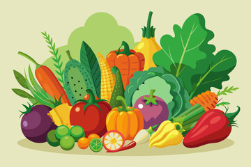 vegetables fruit vector illustration