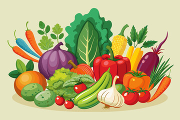 vegetables fruit vector illustration