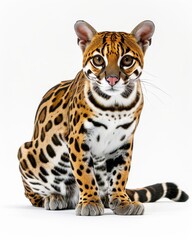 the Pantanal Ocelot white copy space on right Isolated on white background