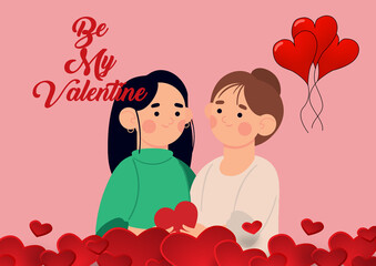 couple with heart,be my valentine 