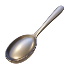 Shiny stainless spoon reflects metallic shadow Metal spoon isolated on white background.
