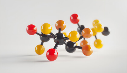 Molecule of phenylalanine on white background. Chemical model