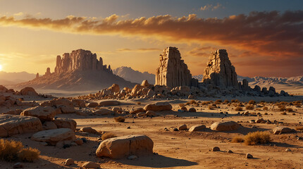 A fictional stone city in the desert