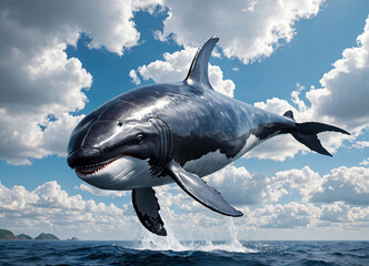 Fototapeta premium Bitcoin Whales Resurfacing. A Deep Dive into Old Wallet Transactions. Generative AI