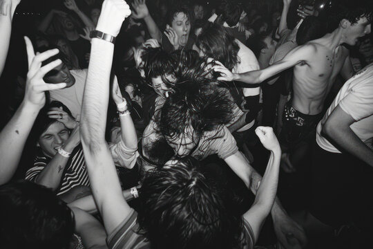 Punk Fans in Mosh Pit., Celebrate the diversity of Music : La Fête de la Musique.