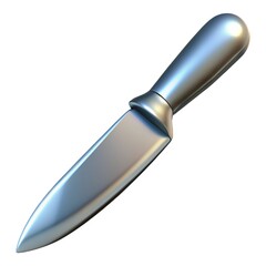 Knife with sharp blade, steel handle, sleek design 3d render.  Silver knife, polished edge, elegant decor.  High-tech utensil, premium quality 3d render.  Chef's cooking tool, durable, stylish.